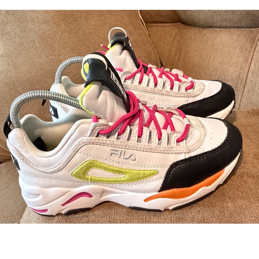 Fila Ray Tracer White Black Multi Color Chunky Sneakers Womens 8 5FM00650-133 - Picture 9 of 15